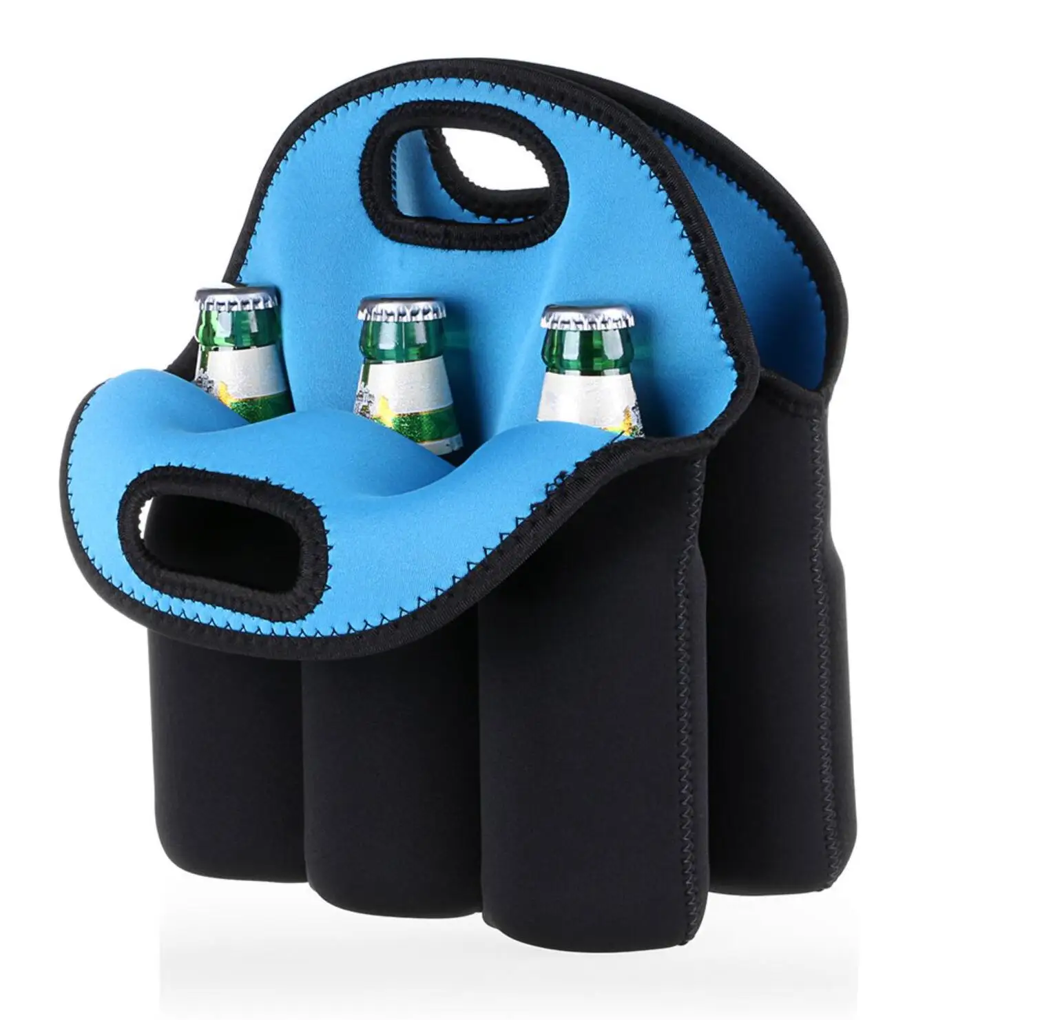 6 Pack Can Carrier Tote Insulated Neoprene Baby Bottle Cooler Water Beer Bottle Holder for Travel with Secure Carry handle