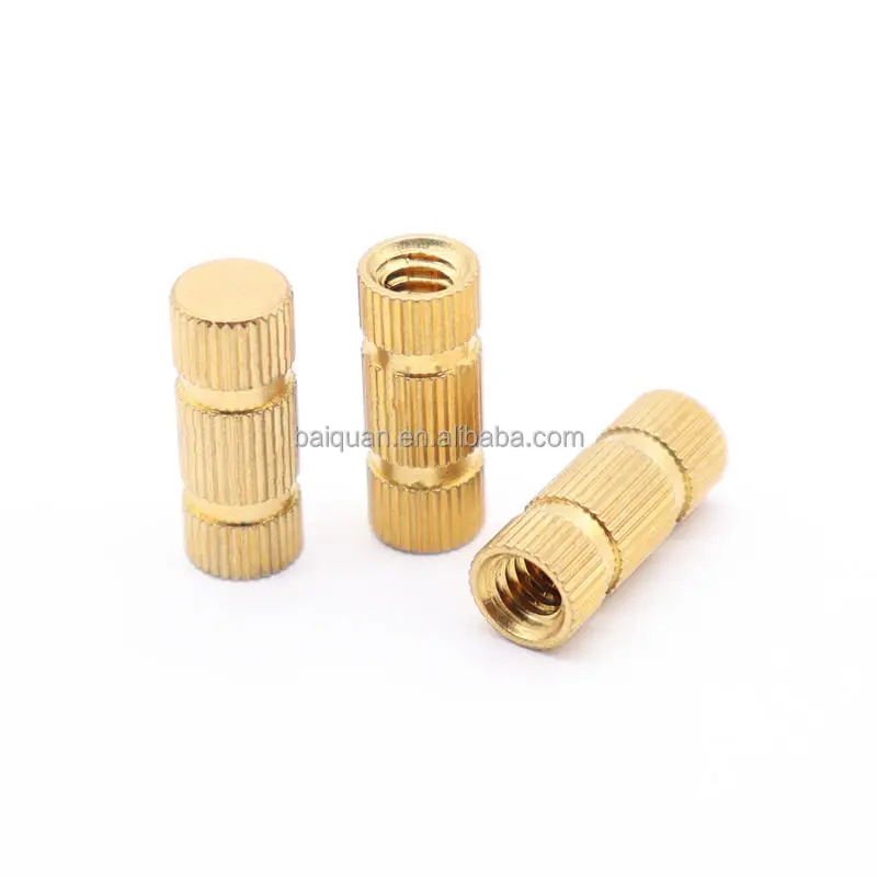 M2 M3 M4 M5 M6 M8 M10 OEM Copper Knurled Inserts Nut Brass Melt Insert Brass Nut Manufacturer Plastics Insert