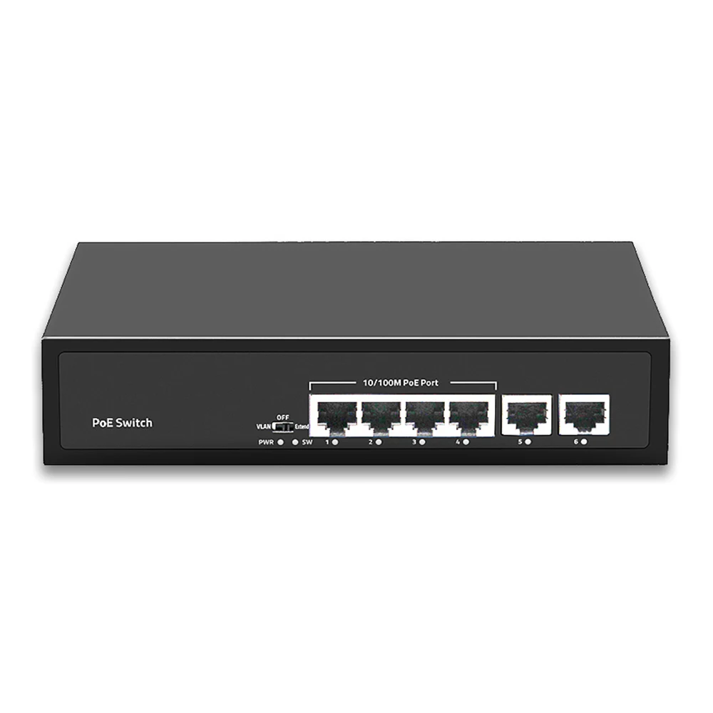 4 Ports 100M PoE Switch Support VLAN BT 60W RJ45 PoE Network Switch