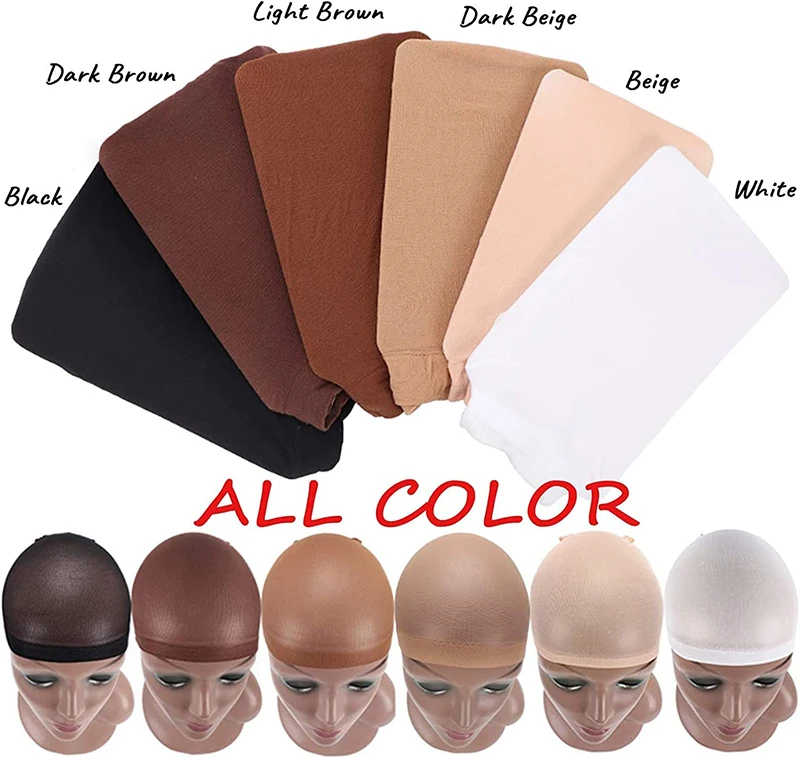 Multi Color Stockings Wig Cap, Fixed Wig Nylon Stockings Wig Cap, Super Thin Elastic Nylon Wig Cap for Women (6 Pack)