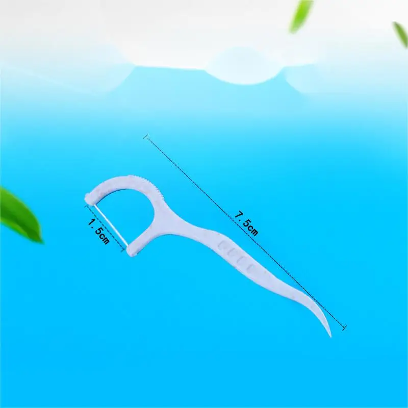 Wholesale disposable wheat straw polymer fine floss 50 pieces flossers toothpick dental floss pick oral hygiene clean