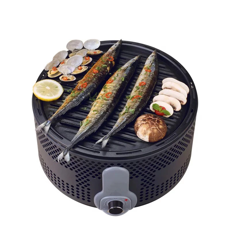 Charcoal Smokeless Barbecue Grill Portable Outdoor BBQ Grill Set Easy Cleaning with Battery Control Fire