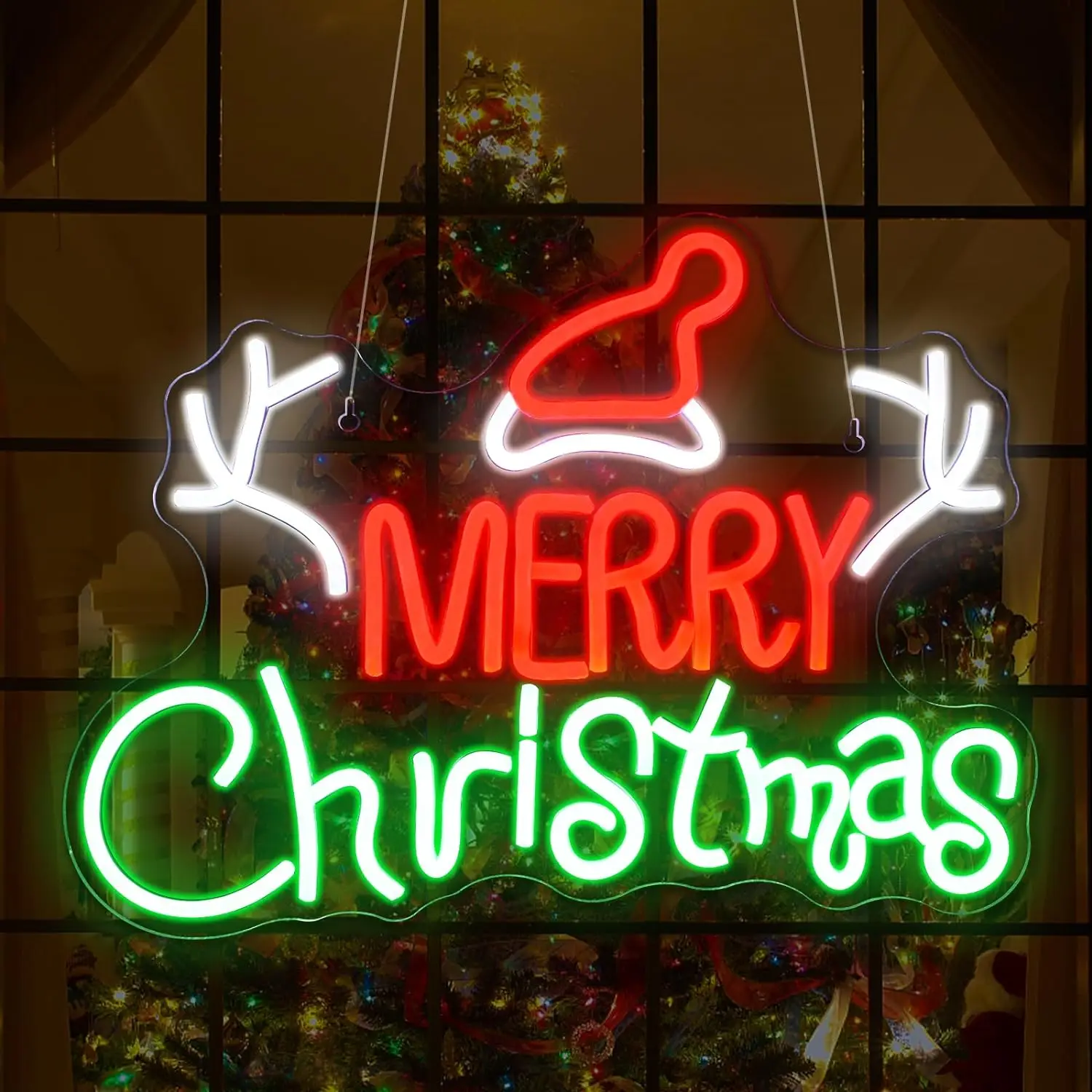 Ineonlife Merry Christmas LED Neon Sign Indoor Christmas Party Wall Decor Acrylic Board Bedroom and Office Christmas Signs