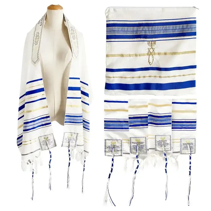 Custom Logo Messianic Tallit Prayer Shawl with Matching Bag Muslim Jewish Tallit from Israel 130x180cm