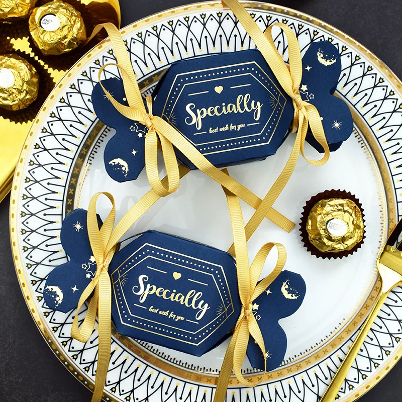 European Wedding Party Favor Vase Shaped Double Headed Candy Shaped Paper Sweet Boxes With Ribbon Flowers