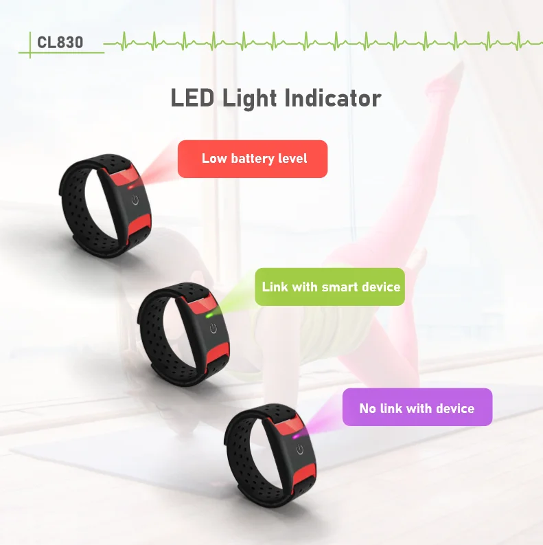 Chileaf CL830 Armband Heart Rate Monitor With Ble 5.0 Ant+ Heart Rate Sensor With IP67 Heart Rate Monitor Strap