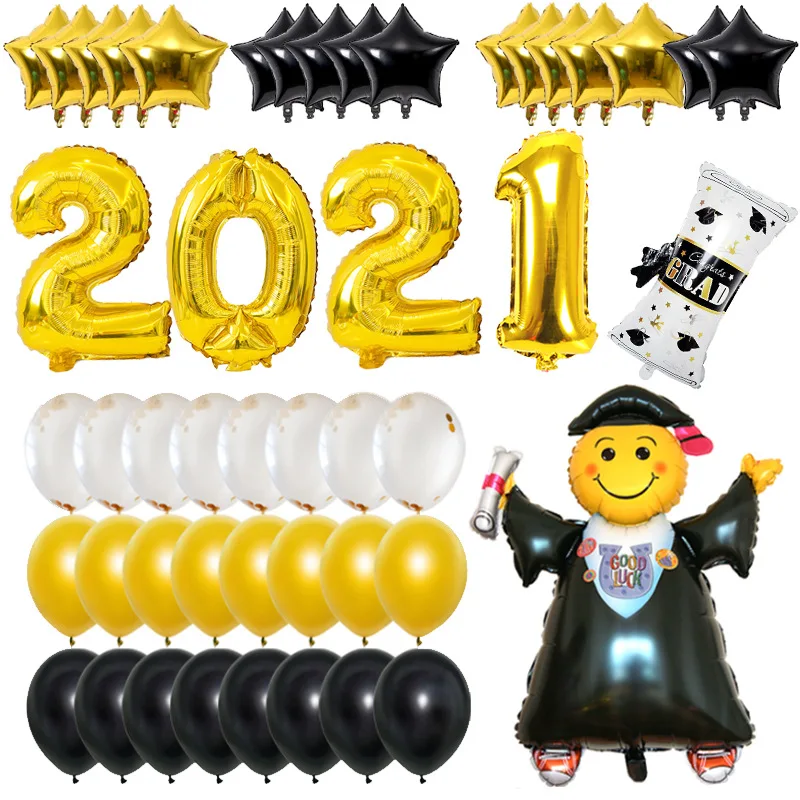 Graduation Season Party Set Graduation Tableware Paper Plate Paper Cup Pull Flag Graduation Aluminum Film Ball Party Tablecloth