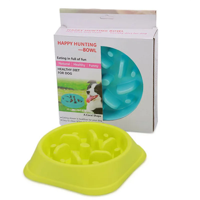 Dog pet feeding food water slow feeding bowl plastic anti-choking jungle shaped cat dog food bowl