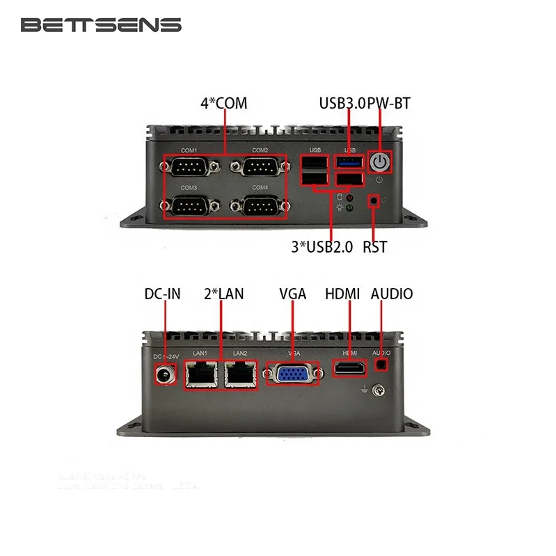 Mini Desktop PC Computer Bay Trail J1900 Processor Quad Core 2.0 GHz Dual LAN Ports 4 USB 4 COM