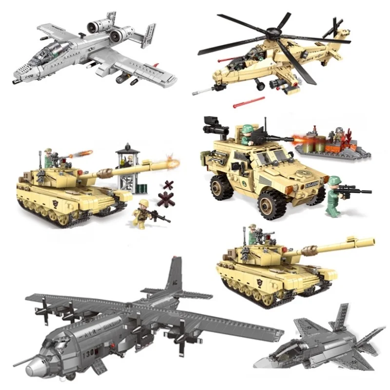XB06021-06027 military helicopter armored car model tank Decoration Building Block Plastic Toy gift for girls kids boys