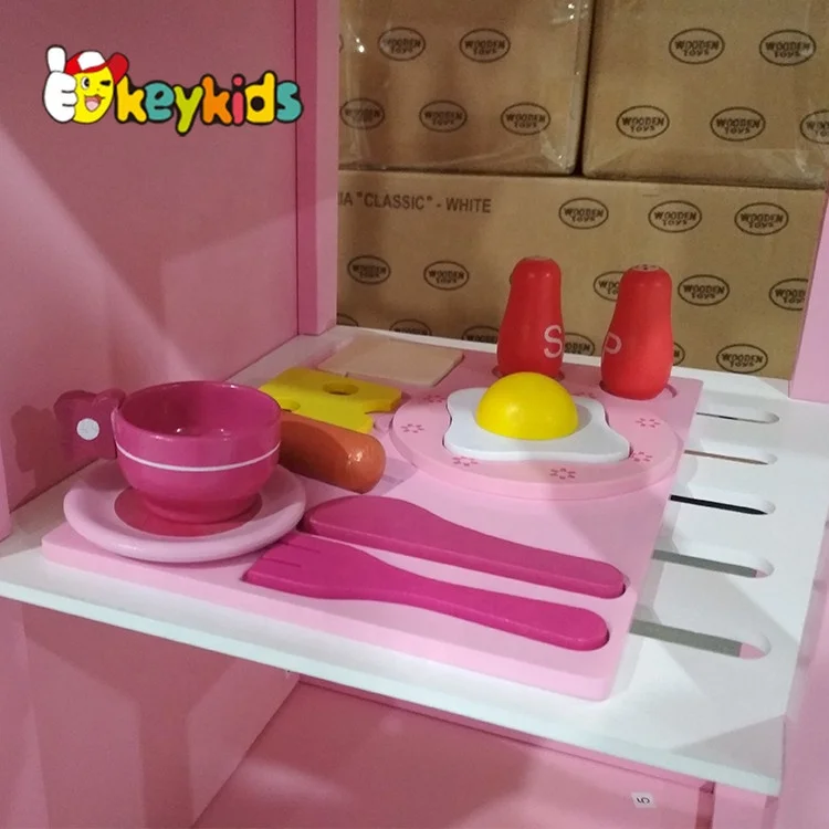 best sale kids wooden pink toy kitchen for pretend W10C045