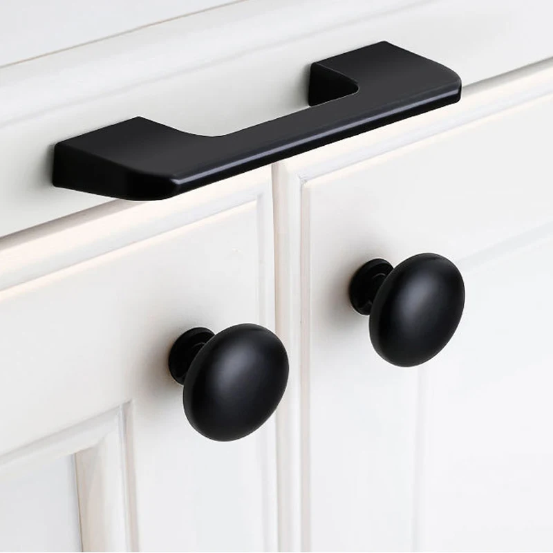 Modern simple aluminum alloy door handle American black shoe cabinet wardrobe cabinet extension door handle