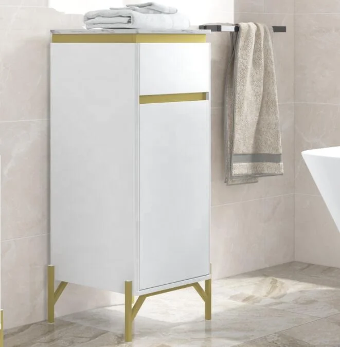 Better Home Factory Supply High Quality Bathroom furniture Laminated Wooden Single Door Organizer Floor Storage Cabinet With
