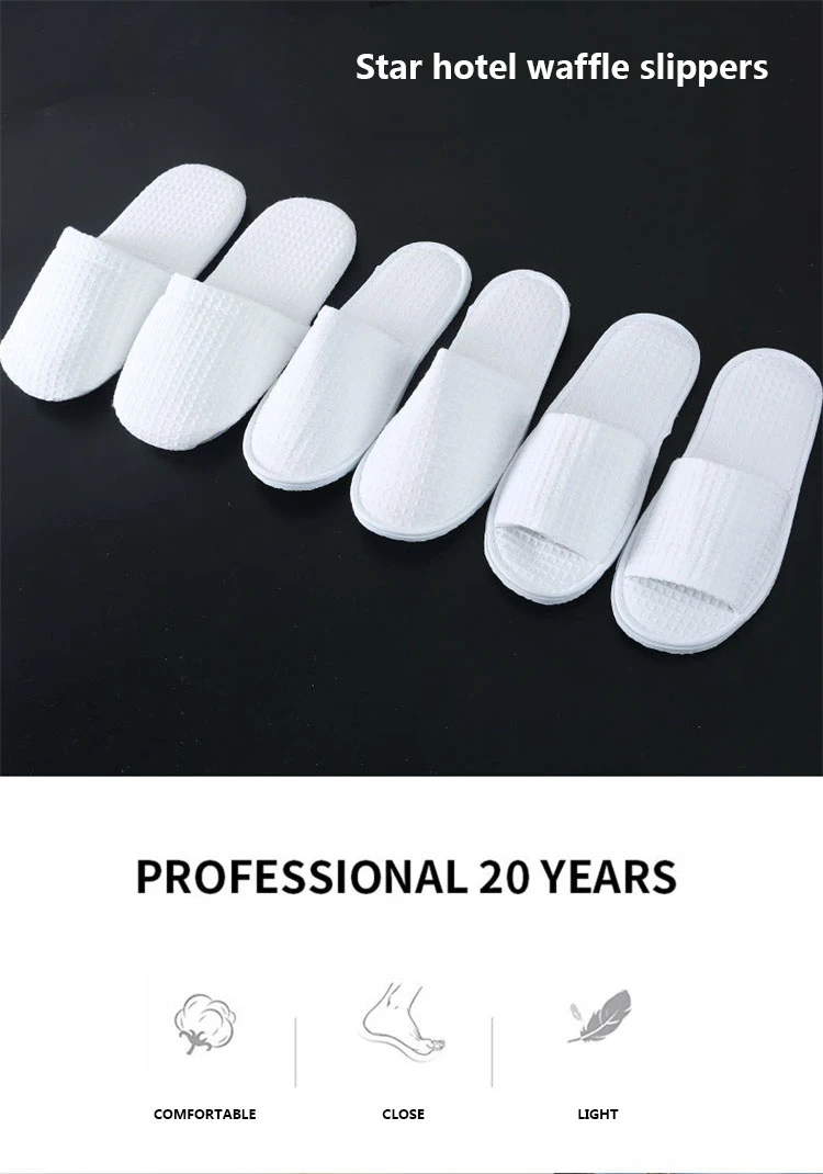 Wholesale Cheap Unisex Disposable Hotel Slippers White SPA Waffle Weave Hotel Slippers