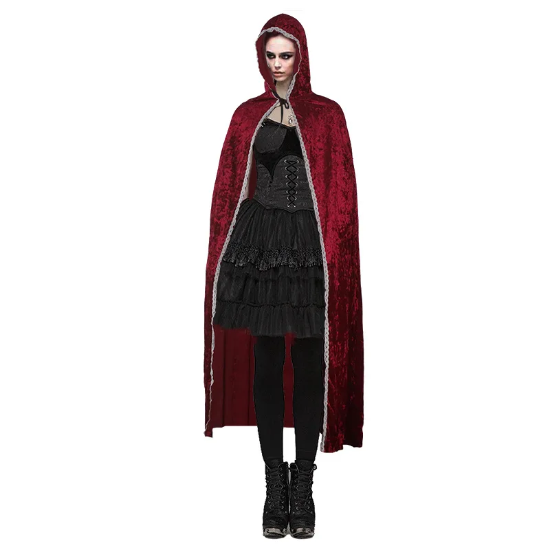 Regal Red Queen Magic Cape Halloween Ball Cospaly Witch Vampire Halloween Costumes for Adults Women Men Family 1 Piece Tops