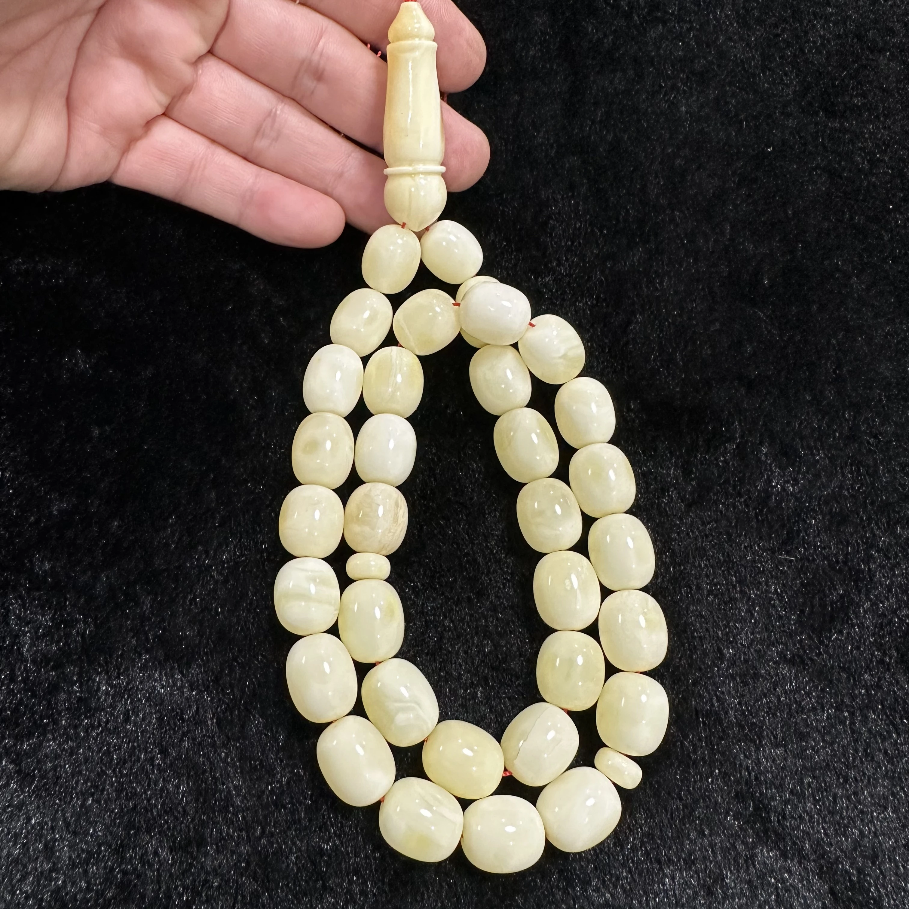Boutique rosary 100% natural baltic amber. perfect white high quality beads. classic islamic muslim rosary stiyle