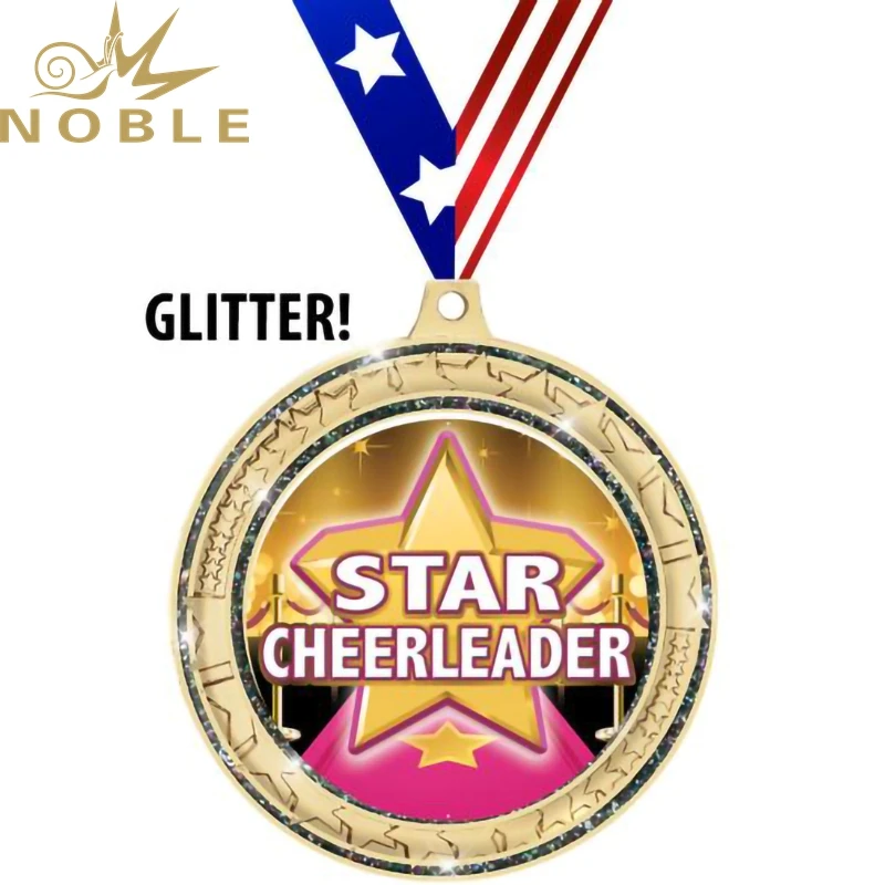 Factory Manufacturer Custom Gold Glitter Cheerleading Metal Medals for Women