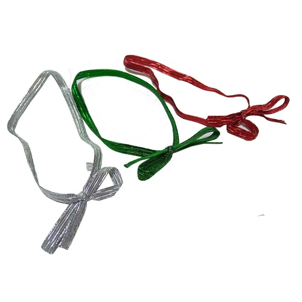 Wholesale Stretch Loops-Gold Pre Tied Bow Elastic Ribbon Cord Metallic Easy Simple DIY Gift Wrap Jewelry Box Thick Stretchy