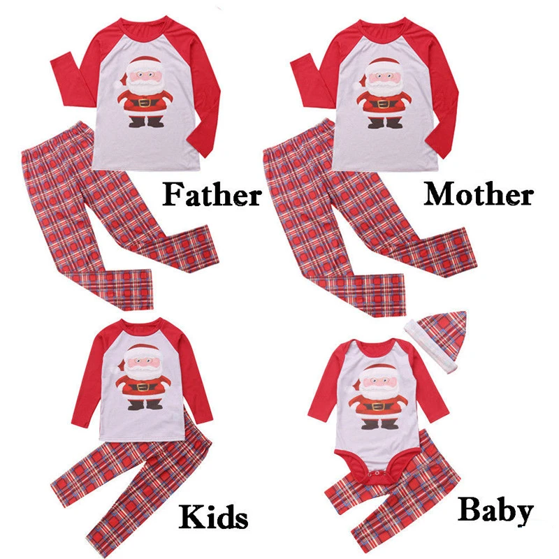 
Matching Christmas Pajamas Family Sets Parent-child Cotton Soft 2 piece Printing Clothing 