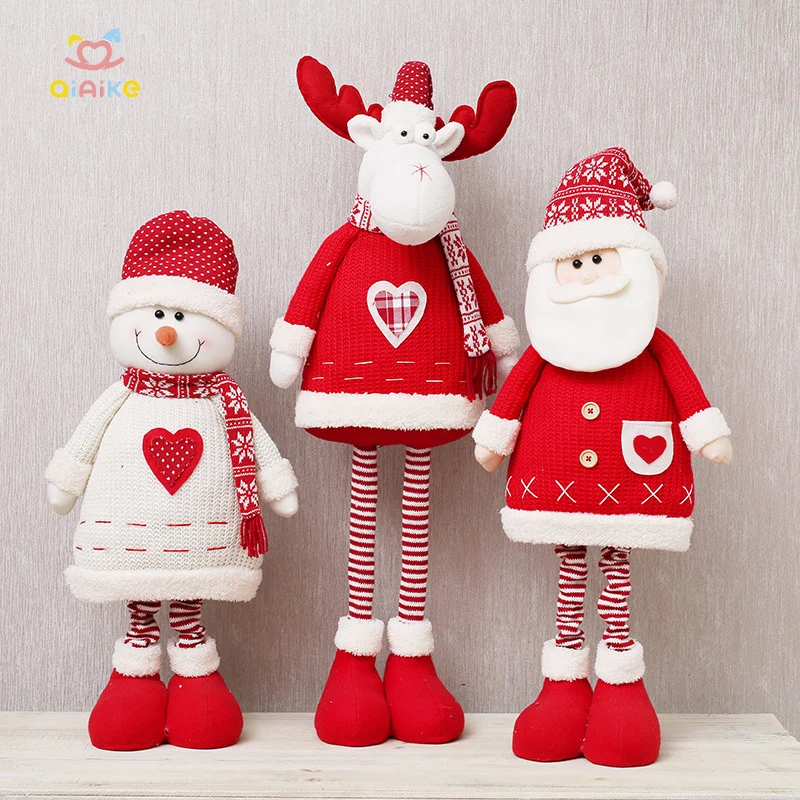 2021 Christmas Dolls Retractable Santa Claus Snowman Elk Toys Xmas Figurines Christmas Gift  Red Xmas Tree Ornament for Kid