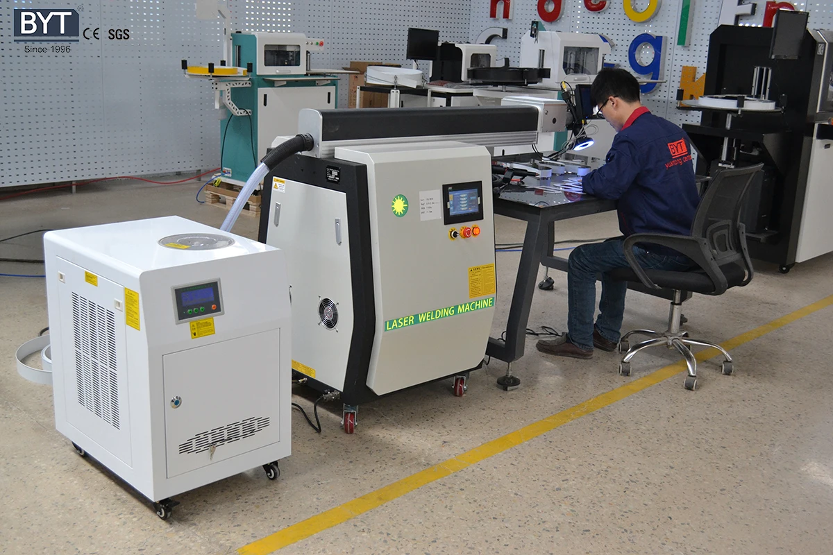 Iron letter LED metal letters soldering by 5m YAG cable handheld laser gun/torch welding