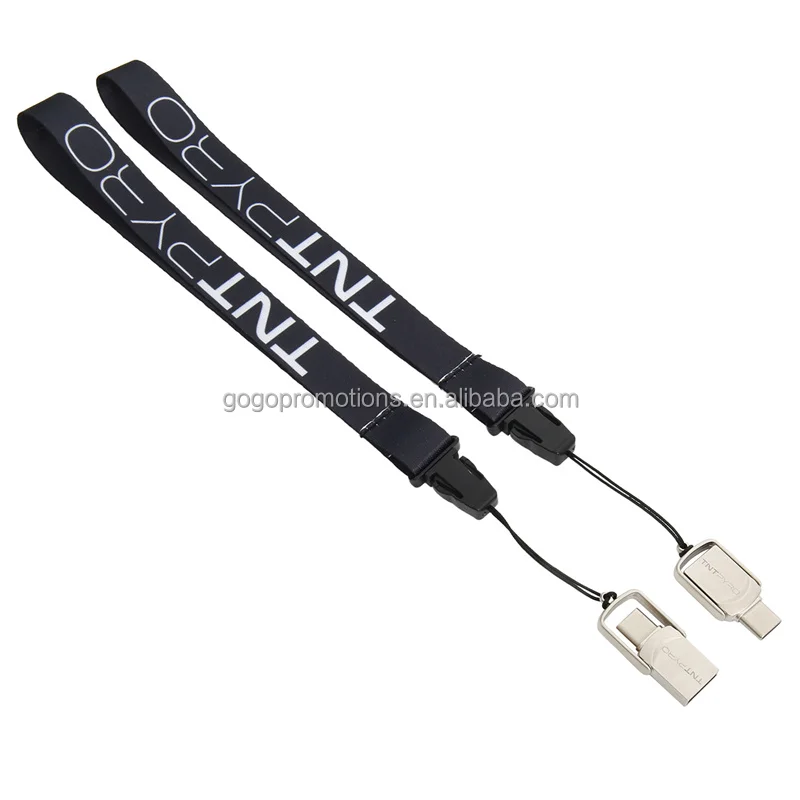 Professional Customized Design Logo Durable 2-in1 mobile phone lanyard data charging cable
