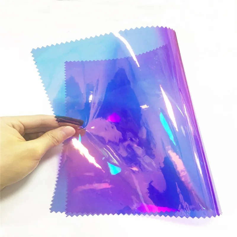 Soft Double Side Lamination PVC Rainbow Iridescent Vinyl For Curtain and Shed