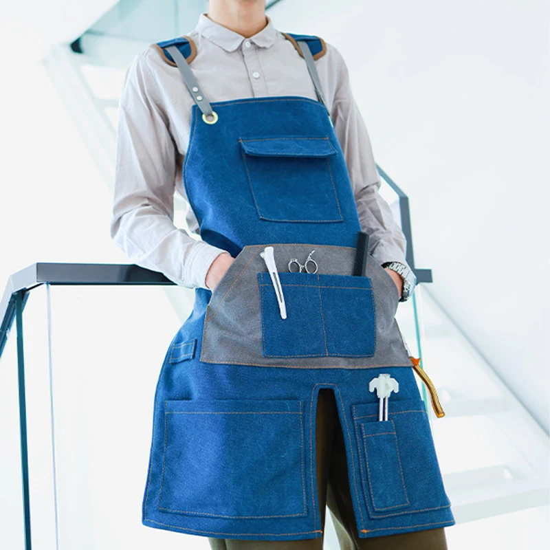 Hot Sale oil resistant cotton canvas apron wear-resistant waterproof apron serviceable canvas bartender apron