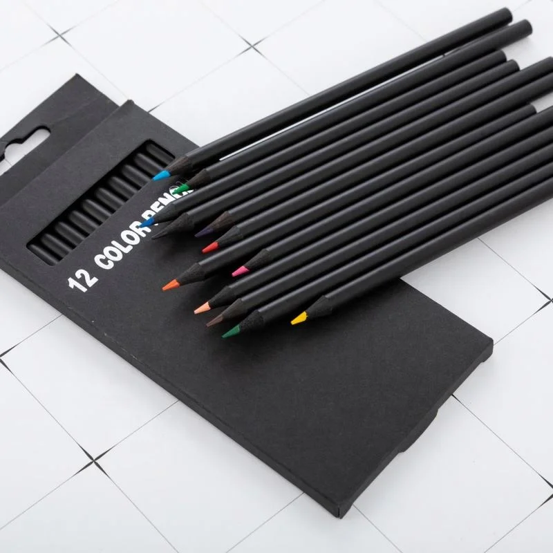 Promotion Custom logo pencil printed Black wooden Multi-color pencil HB pencil for office and school