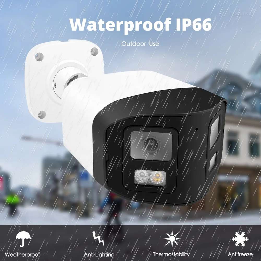 With two way audio and SD card slot Dual lens 180 degree view 24/7 colorful imaging 4MP ColorVu Panoramic POE IP Camera