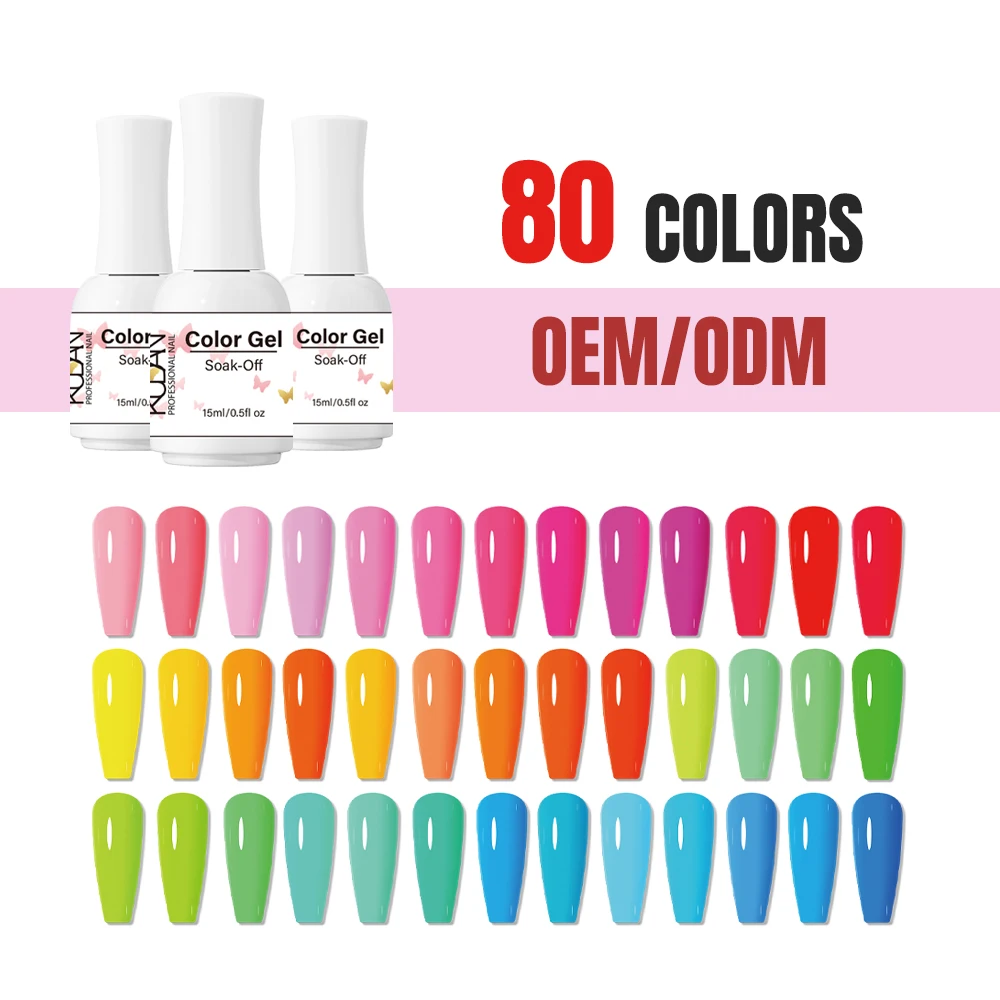 Kudan 500 Colors Nail Polish Private Label UV Gel Semi Cured Long Lasting Soak Off Gel Polish