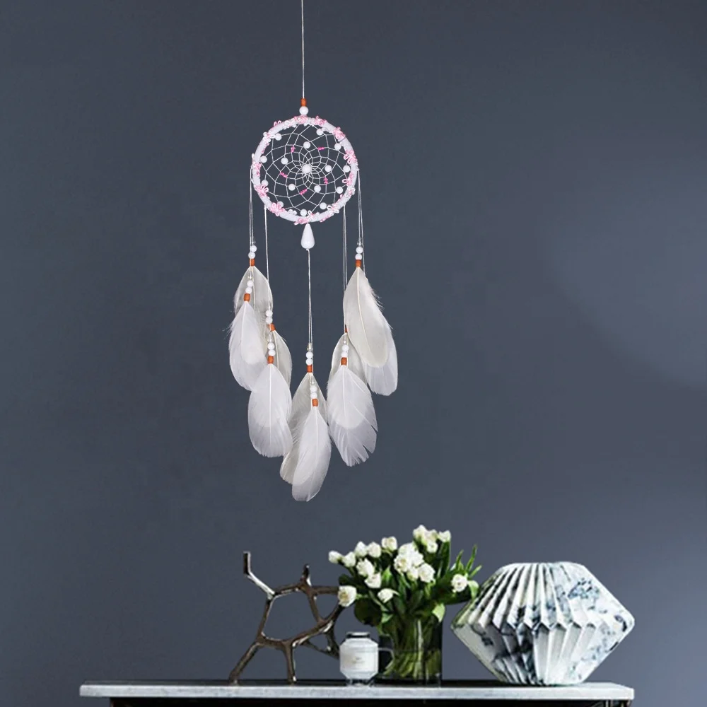 Ins Handmade Indian Feathers Dream Catcher Pendant for Creative Gift Home Living Room Decoration