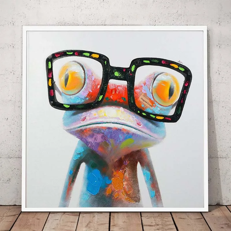 Living Room Decor Happy Frog With Glasses Picture Canvas Posters Print Cartoon Animal Wall Modern animal picture wall art prints