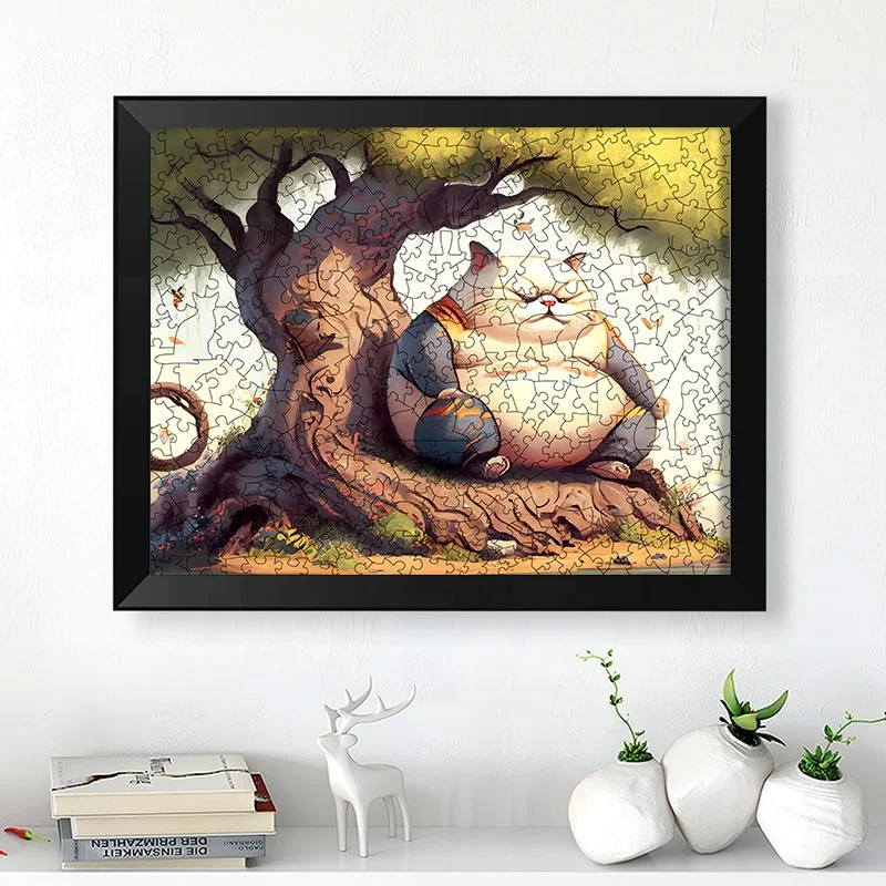 cat 3D Puzzle Unique Shape Wood Animal Puzzle Wooden Jigsaw Puzzles for Adults Kids Gift