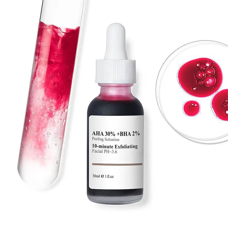 Private label OEM ODM AHA 30% + BHA 2% Lactic-acid peeling Solution Help Fight Visible Blemishes Brightening Face Serum