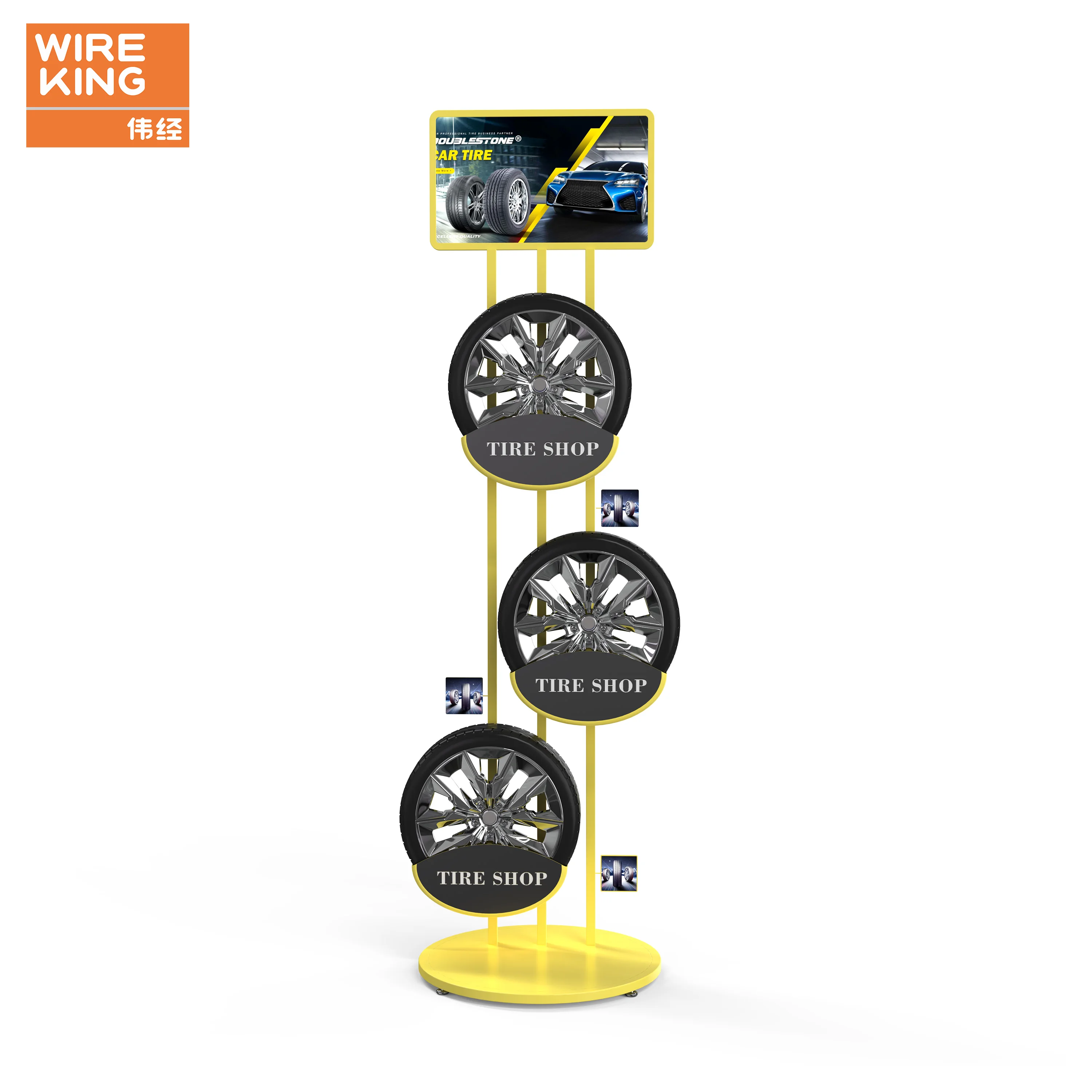 Custom 3 Tier Metal Car Tire Display Rack 4S Store Display Standing Car Wheel Rim Tire Display Stands Rack