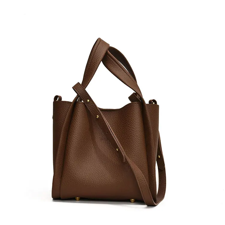 2024 Vintage Open handbag Larger capacity  leisure outdoor shoulder bags litchi pattern Pu leather Bags for Women