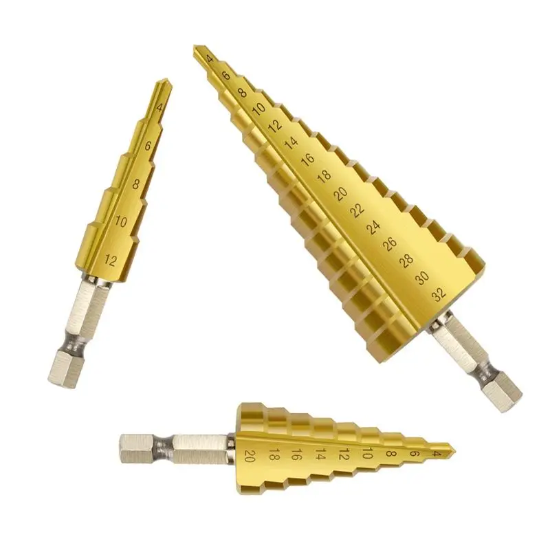 Factory Straight Flute Spiral Flute straight shank Hss Step Drill Bit Set For Metal And Wood