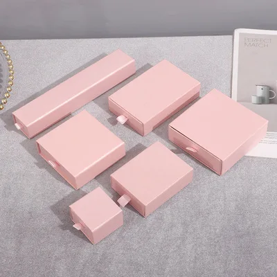Richpack Custom Logo Printed Pink Cardboard Gift Necklace Earring Bracelet Ring Packaging Slide Drawer Paper Jewelry Boxes