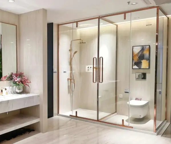Hot selling shower cabin golden color frame tempered glass shower panel shower box
