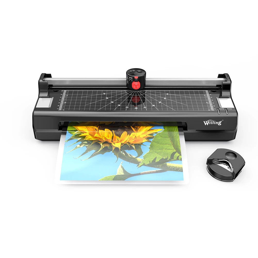 
paper cutting width 320mm OEM A4 Hot and Cold Office Laminating Machine Manual Table Pouch Laminator ABS plastic laminator 