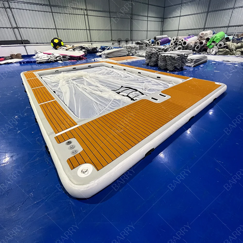 High Quality Pvc Eva Protective Anti Jellyfish Pool Ocean Sea Inflatable Sea Pool Chair  Floating Inflatable Yacht Pool With Net