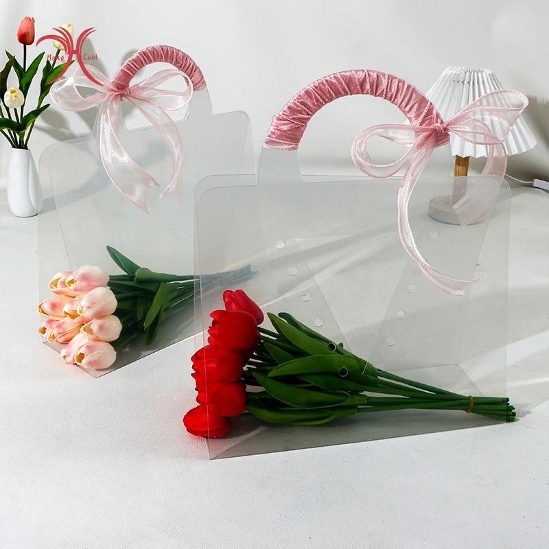 2023 Hot Selling New Transparent Handbag Flower Bag Holiday Gift Packaging Bag Bouquet Flower Lackaging Bag
