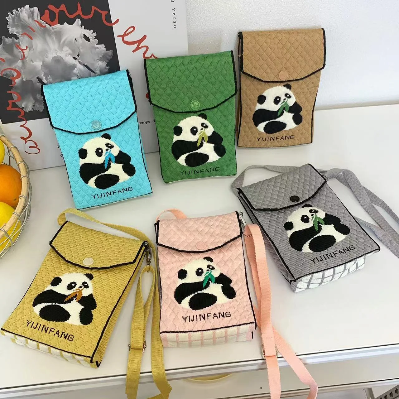 Korean Style Candy Color mini square knit bag Crossbody Mobile phone bag