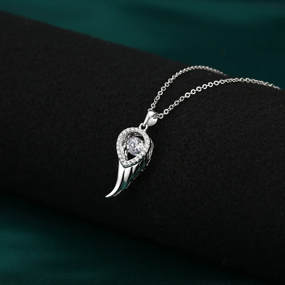 Grace Angel Wing Feather 925 Sterling Silver Custom Chain Designer Necklace Pendant For Women Jewelry