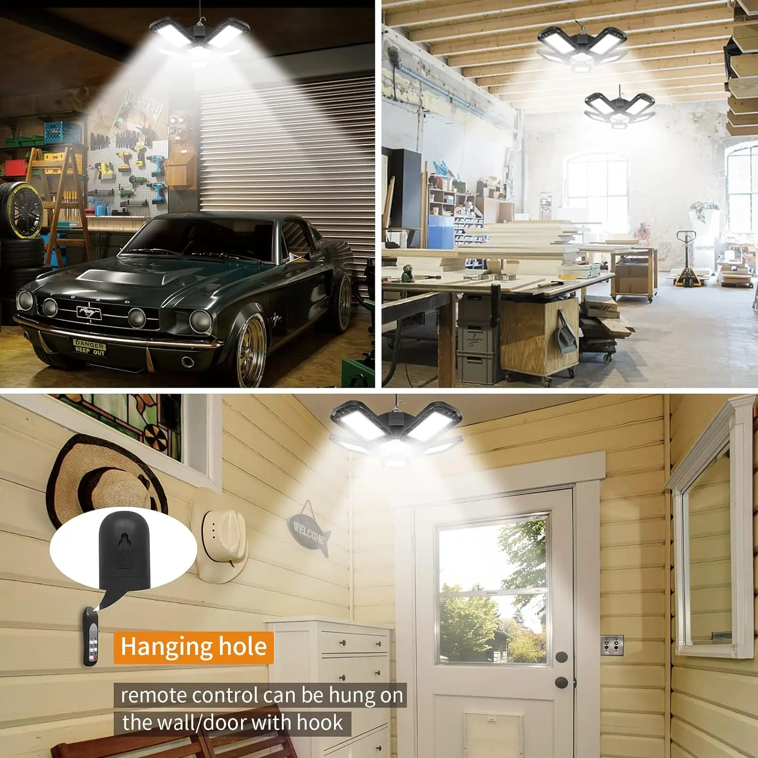 Solar Powered Shed Light Solar Pendant Light with Remote Control Large Solar Panel with 228 LED 5 heads portable solar light