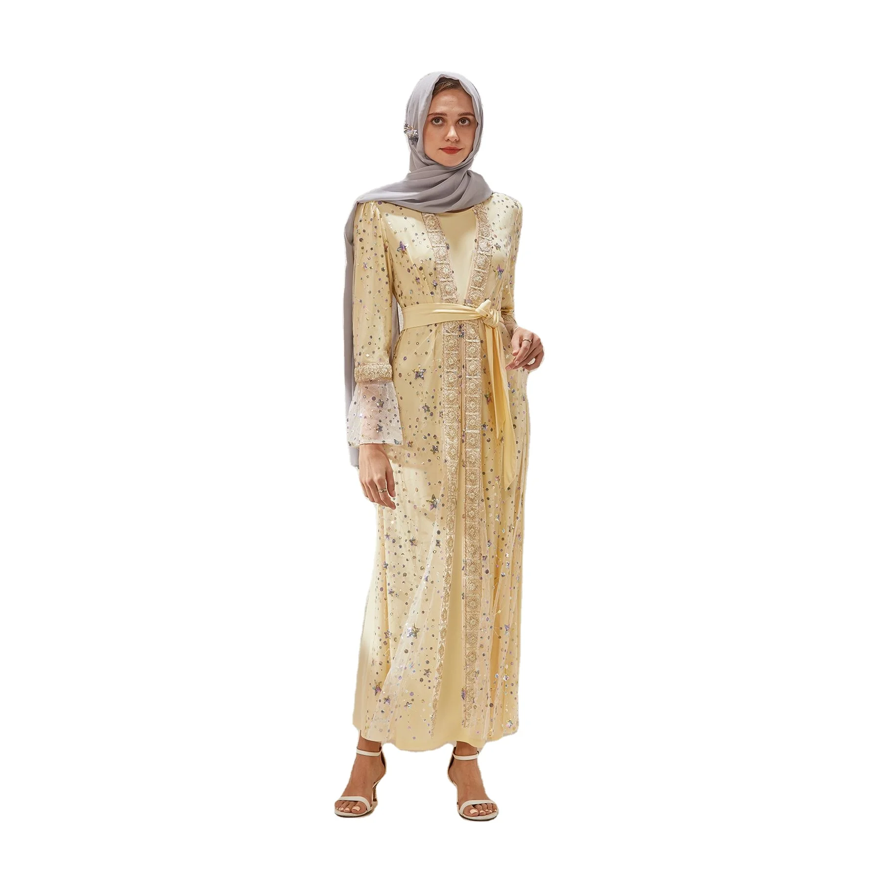 New Fashion Modern Muslims Clothing Sequin Luxuries Moroccan Dubai Kaftan Islamic Clothes Arab Woman Dress Abaya Jalabiya