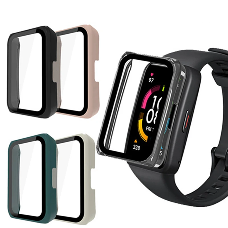 Full Protective PC Glass Screen Protector Cover For Huawei Band 7 Watch Fit Mini Honor Band 6 Protective Case