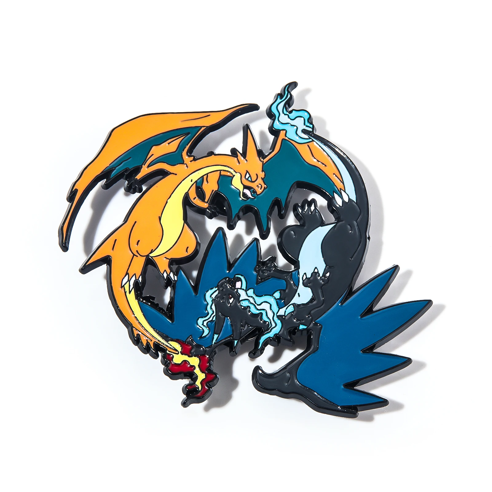 The Latest Style Fire-breathing Dragon Button Pin Badge Brooch Mega Evolution Poke mon Enamel Badge