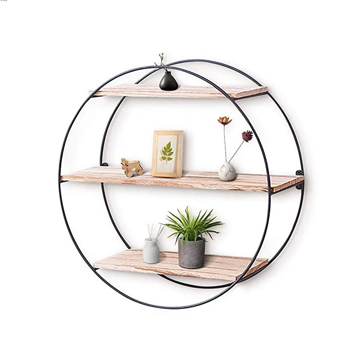 Nordic Style Metal Decorative Shelf round Hexagon storage holder rack Shelves Home wall Decoration Potted ornament holder rack